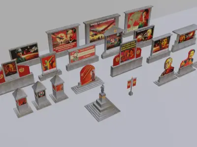Soviet Sci-Fi Propaganda pack II Low-poly 3D model