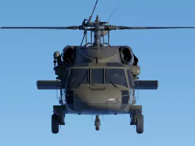 UH-60 Blackhawk Fully-Rigged Animated Game Ready 2 Skins Low-poly 3D model