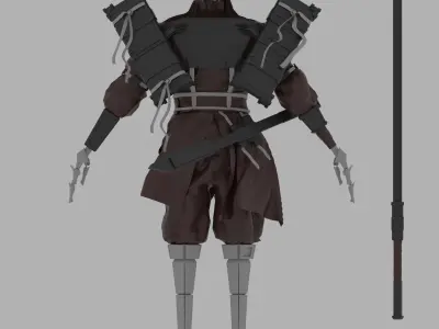 The Dead Warrior game ready  Low-poly 3D model