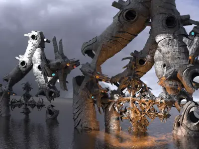 Transformer mech debris station array collection part 1  Low-poly 3D model