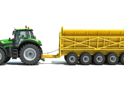 Tractor with Cane Trailer 3D model