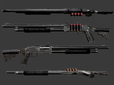 Noir Shotgun Low-poly 3D model