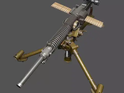 Japanese heavy machine gun during World War II 3D model