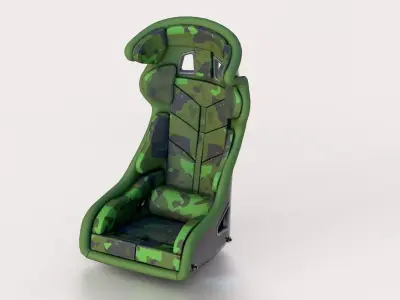 Racing Sport Seat V01  Green Camo Low-poly 3D model