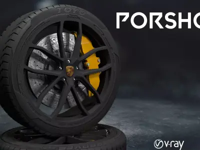 porsche car tyre 3D model