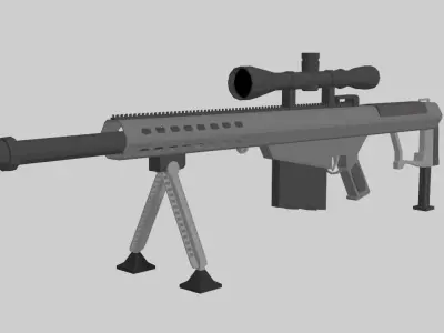 Low poly Barrett M82 sniper Low-poly 3D model