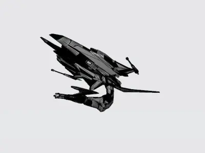 Starfighter Kraken spaceship jet aircraft Low-poly 3D model