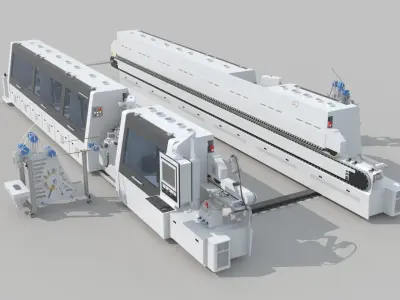 Heavy duty high-speed double end edge banding machine 3D model