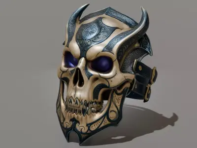 DVL3DStudio Skull Face Shield Low Poly Dark Tactical Game Ready Low-poly 3D model