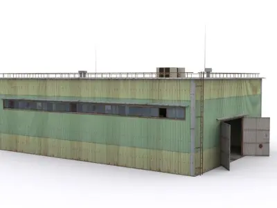 Hangar industrial building Low-poly 3D model purchase