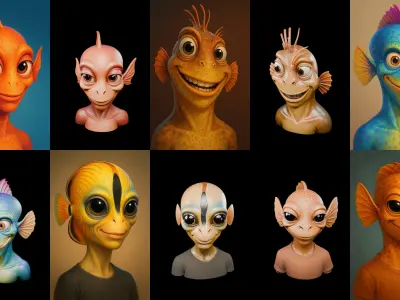 Head Fish bundle 9 pack 100 glb 3D model