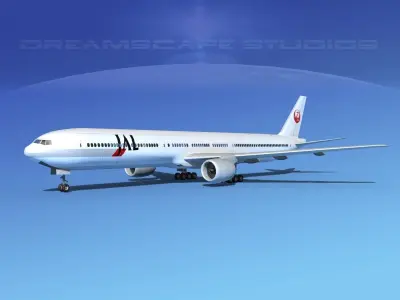 Boeing 777-300 Japan AirLines 3D model