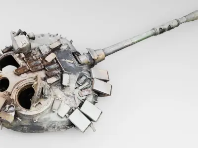  turret blown off from russian tank destroyed by Ukrainian  army 3D model