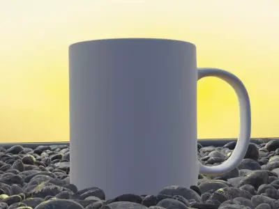 Modern Coffee Mug on Pebble Stone Surface Free 3D model