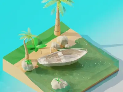 Minimalist beach or coast 3D model