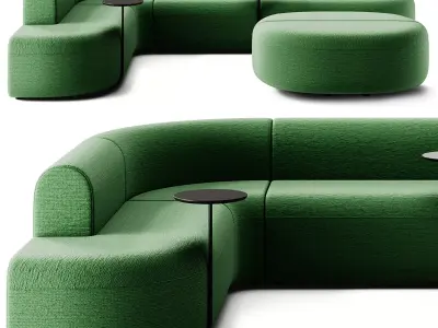 MDD Artico Sectional Sofa with Table Set 3D model