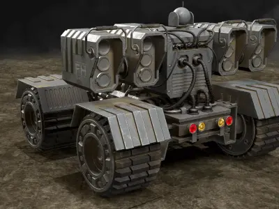 UGV Concept-3-Grey-Dirty Low-poly 3D model