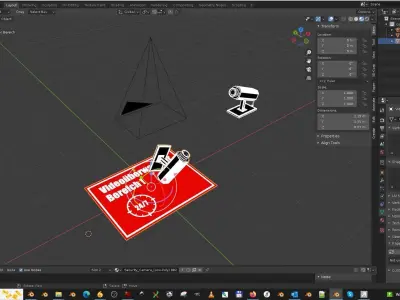 Security Camera and Warning Sign  3D model