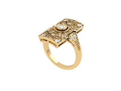 Art Deco Ring 3D print model 45