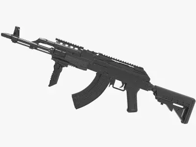 Ak 47 tactical ris m4 stock 3D model