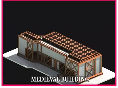 Medieval Low Poly Building Castle Wooden Village Stone House 30 Low-poly 3D model