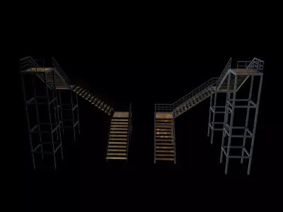 Metal L stair 02 3D model