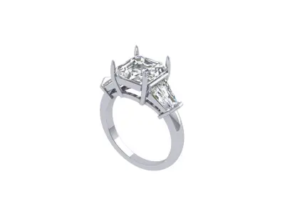  3 Stone Art Deco Ring 3D print model purchase