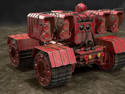 UGV Concept-3-Red-Dirty Low-poly 3D model