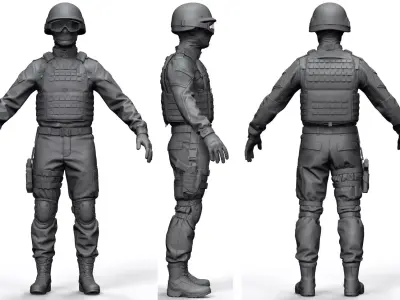 Special Forces Soldier Set1 - High Poly 3D model