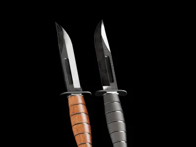 Metal and Wood Kabar Knife Low-poly 3D model
