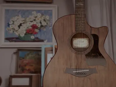 Realistic Acoustic Guitar - Custom Design 3D model