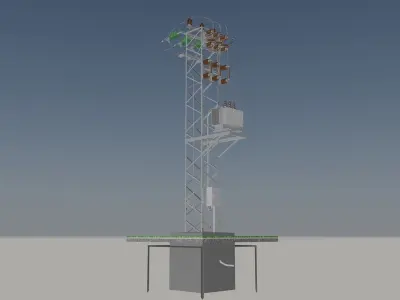 Tower transformer station Free 3D model