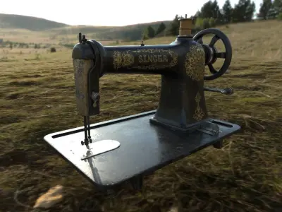 Retro Tailor machine 0001 Low-poly 3D model