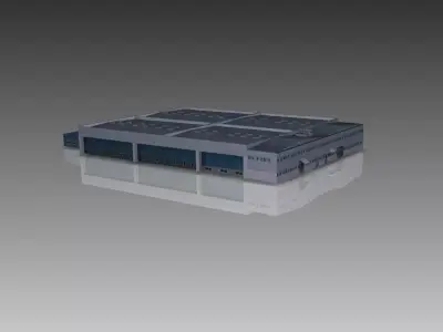 Low Poly Hangar industrial building Low-poly 3D model