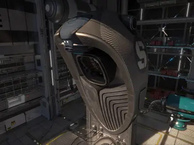 Interplanetary Starship Parked in a Hangar 3D model