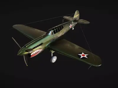 Curtiss P-40 Warhawk Low-poly 3D model