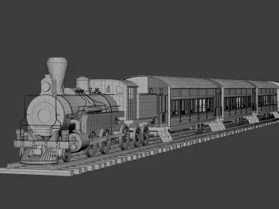 Locomotive Train Low-poly 3D model