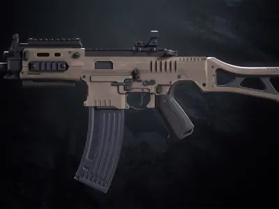 SM-K Assault Rifle With Hands And Weapon Case Low-poly 3D model