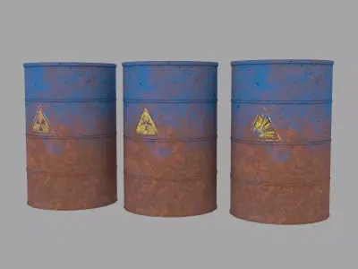 Old Rusty Metal Barrel Low-poly 3D model