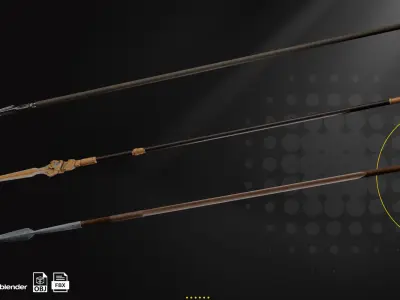 Shield and Spear Pack Low-poly 3D model