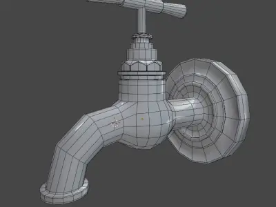 old-tap antique brass faucet 3D model