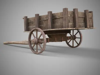 Low-poly 3D model of cart Low-poly 3D model