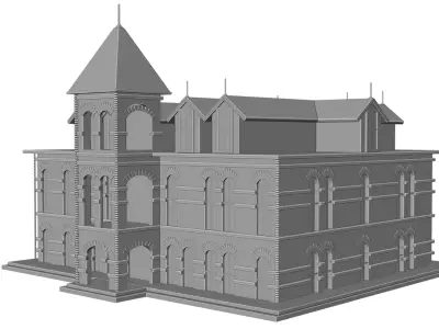 High Detail School Building 3D Model  Animation  Low-poly 3D model