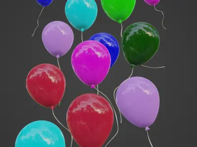 Set of colorful balloons Free low-poly 3D model