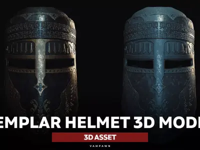 Templar Helmet 3D Model Low-poly 3D model