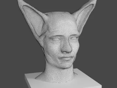 elf 3D model head of sphinx Low-poly 3D model