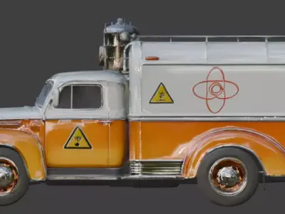 Vintage Atompunk Nuclear Logistics Truck 3D Model Low-poly 3D model