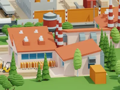 Construction Low Poly Assets City Low-poly 3D model