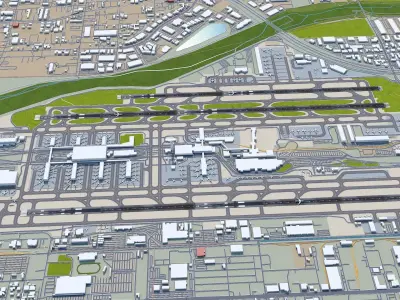 Phoenix Airport 10km Low-poly 3D model