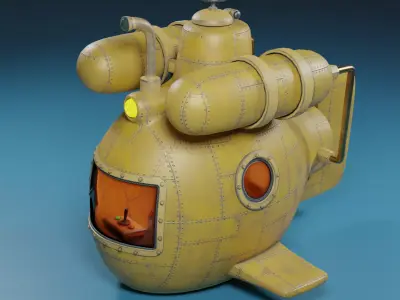 Bathyscaphe C submarine Free low-poly 3D model